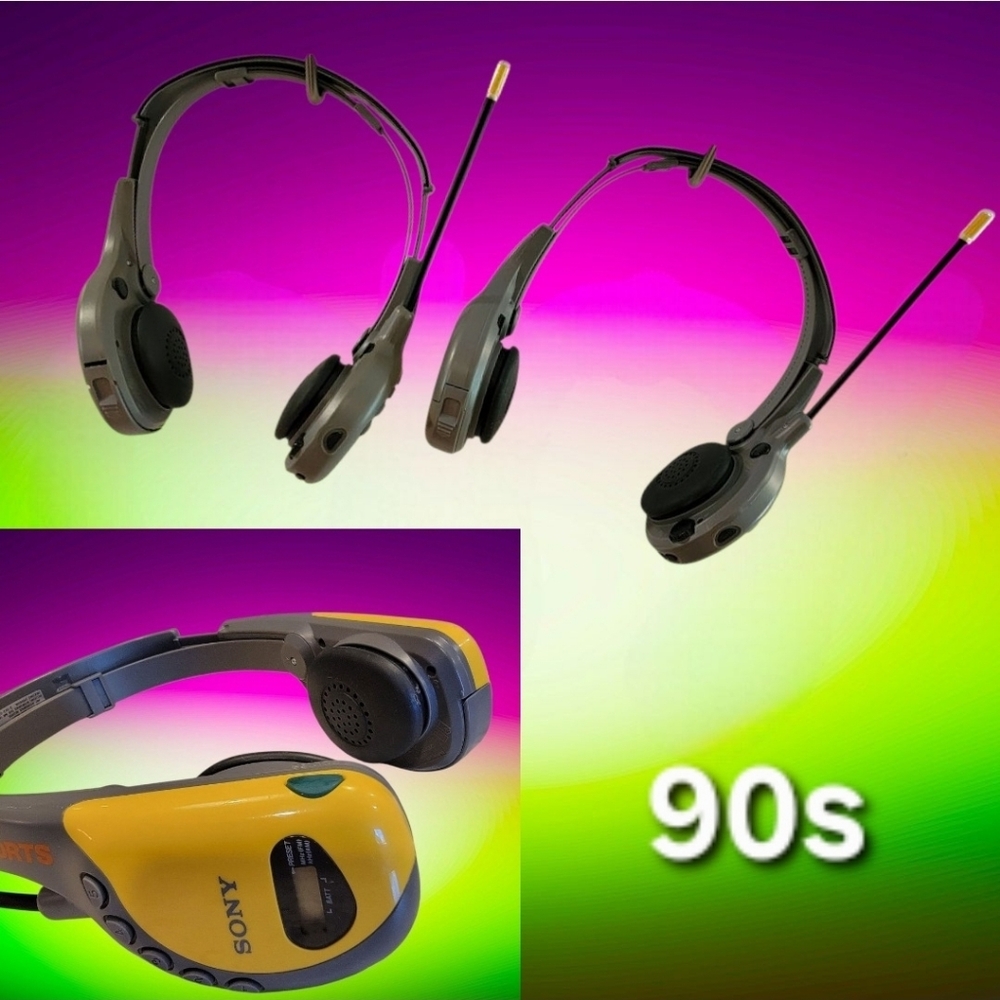 Vintage Pair of Sony Walkman Sports SRF-HM55 AM/FM Headsets Working!